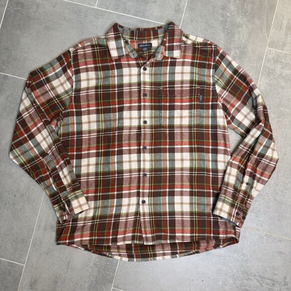 Eddie Bauer Mens XL Cotton Plaid Flannel Button Front Long Sleeve Shirt - Picture 1 of 6